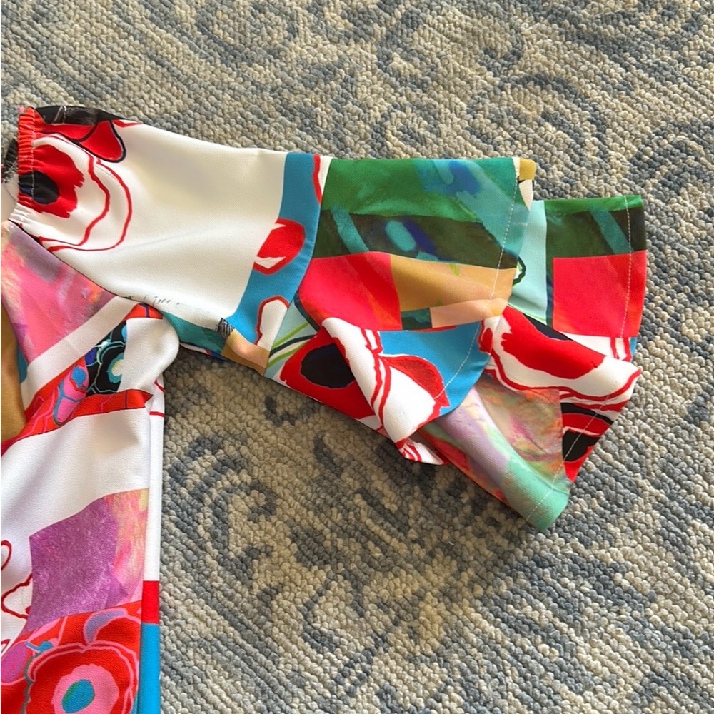 Colorful Abstract Off-Shoulder Top - Picture 6 of 8
